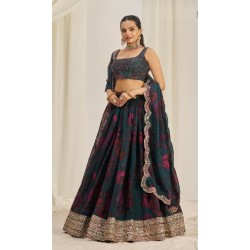 Floral Organza Fabric Designer Lehenga Choli