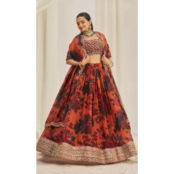 Floral Organza Fabric Designer Lehenga Choli                                                                                                                                                                A Floral Organza Fabric Designer Lehenga Choli