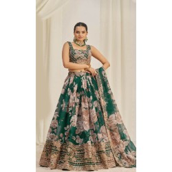 Floral  Organza Fabric Designer Lehenga Choli