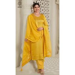 Designer Party Wear Salwar Suit With Embroidered Silk Dupatta