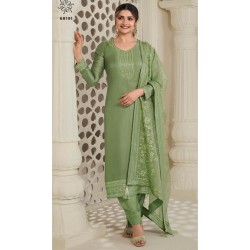 Designer Party Wear Salwar Suit With Embroidered Silk Dupatta