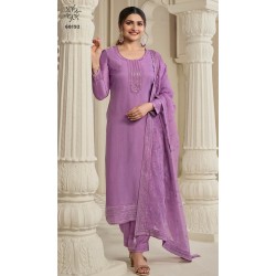 Designer Party Wear Salwar Suit With Embroidered Silk Dupatta