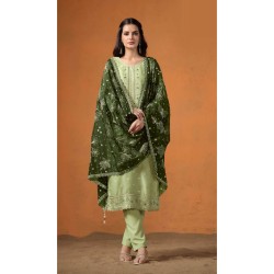 Straight Cut Salwar With Organza Heavy Embroidery Dupatta