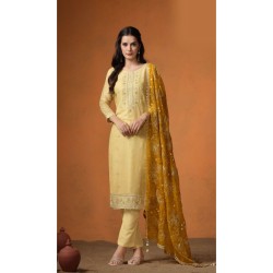 Straight Cut Salwar With Organza Heavy Embroidery Dupatta