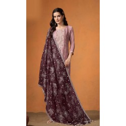 Straight Cut Salwar With Organza Heavy Embroidery Dupatta